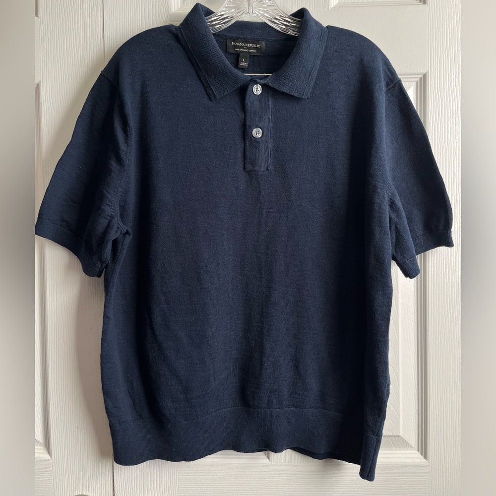 Banana Republic Men's Dark Blue Polo Henley Large